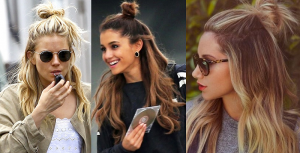 SIENNA MILLER ARIANA GRANDE ASHLEY TISDALE HALF UP TOP KNOT