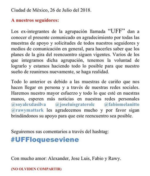 Comunicado de prensa UFF