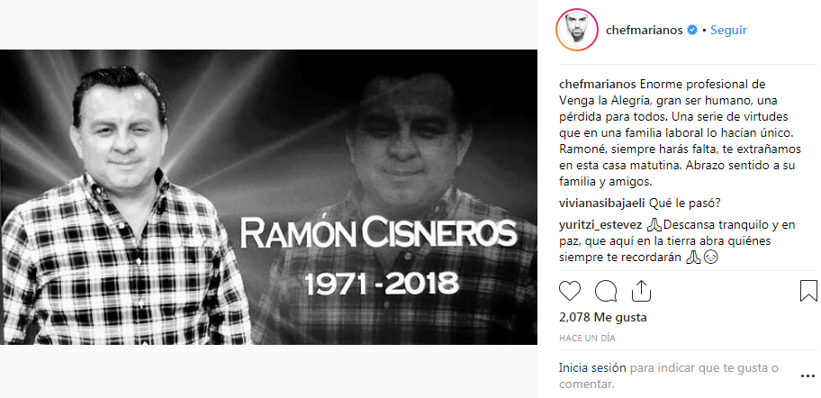 Condolencias Chef Mariano