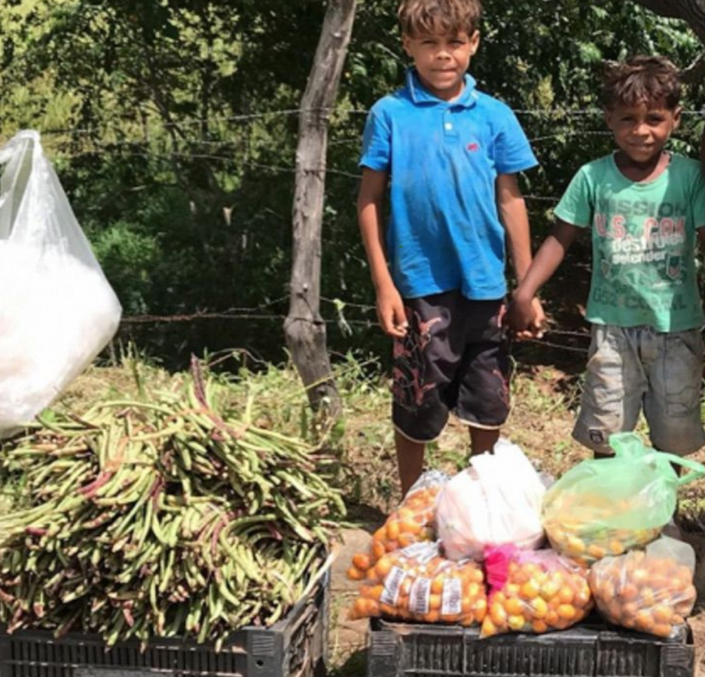 Hermanitos venden fruta en la carretera y han logrado asistir a la escuela