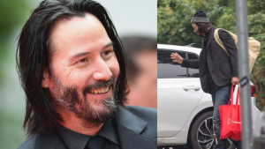 Alexandra Grant le dió un aventón a Keanu Reeves al trabajo y se lo pagó con tierno beso