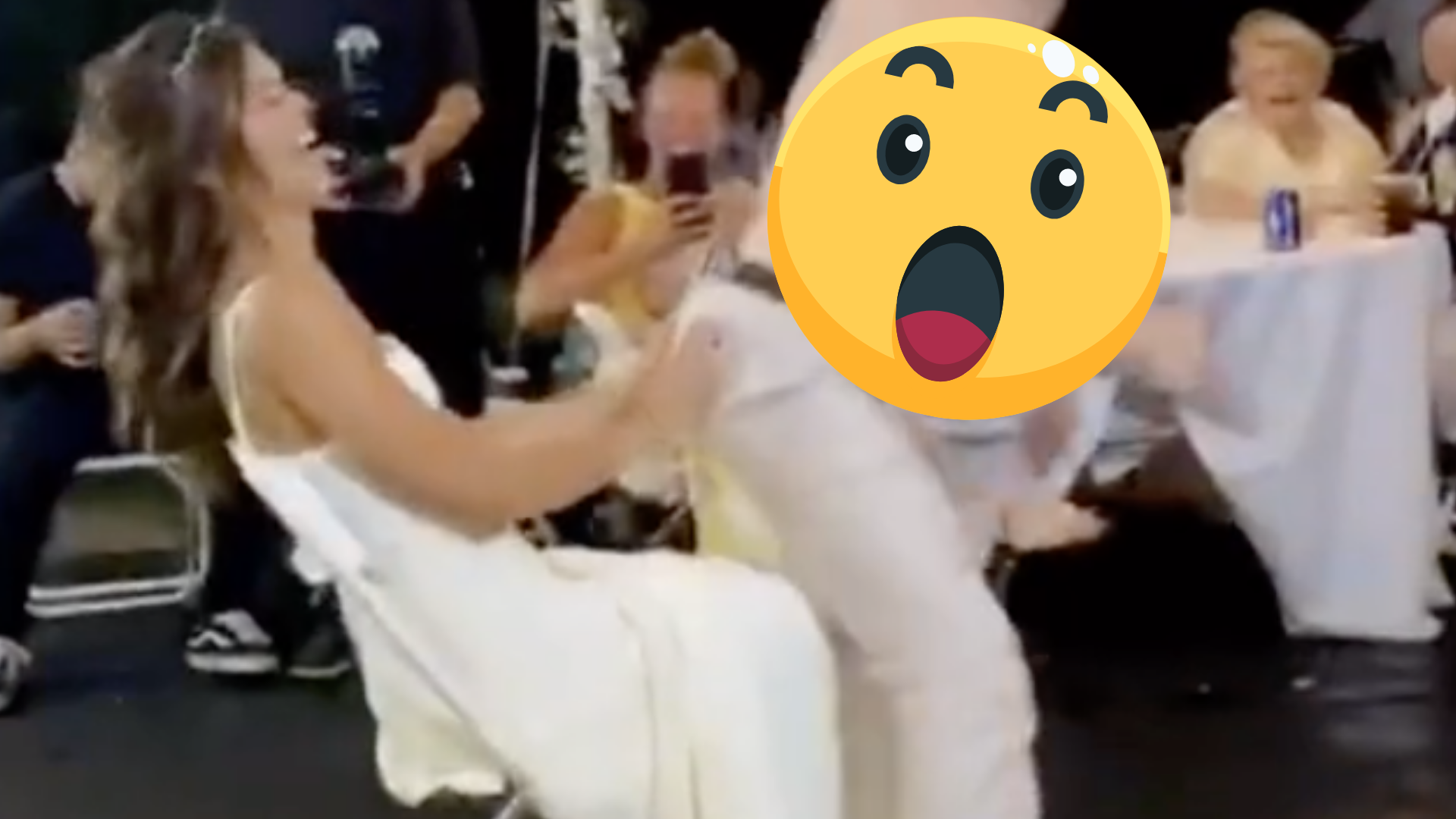 Novio patea por accidente a su novia en plena fiesta de su boda