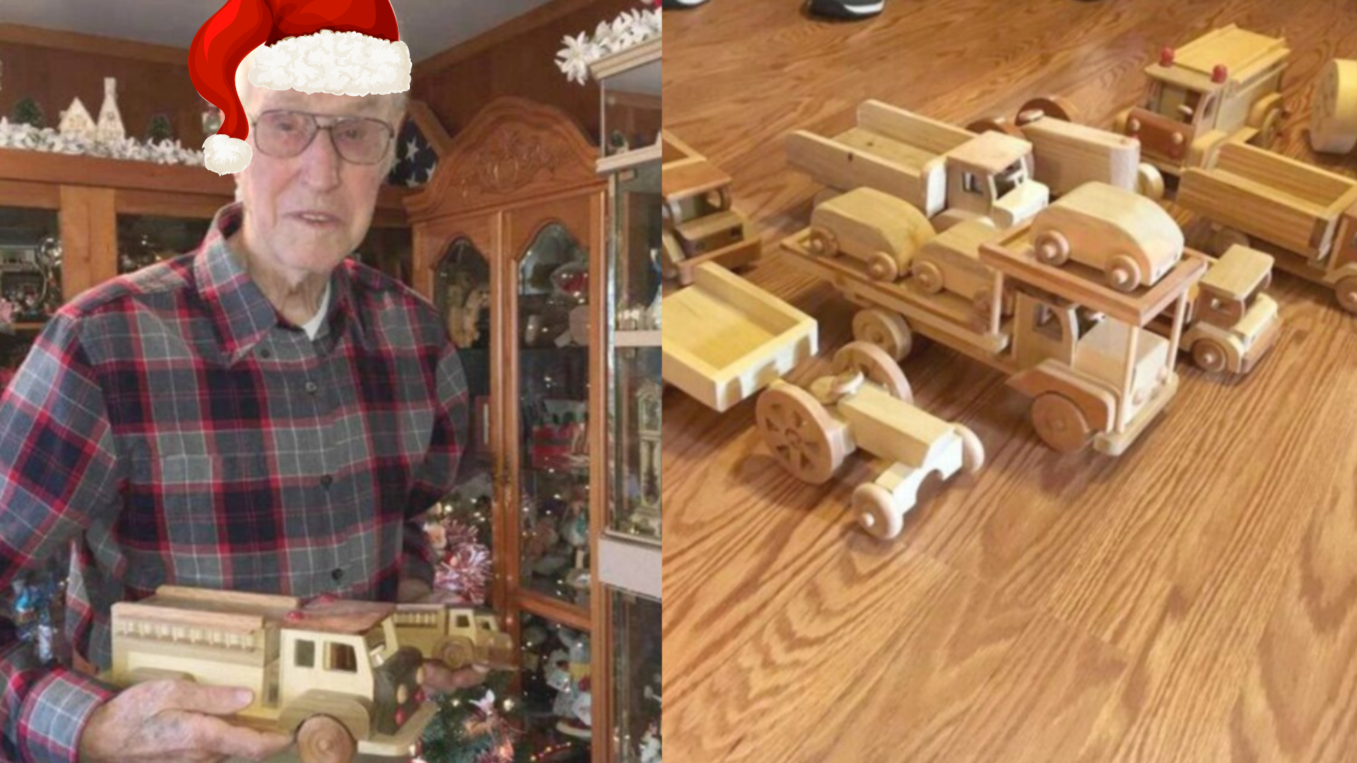 Abuelito se hace pasar por Santa y hace juguetes de madera para regalar
