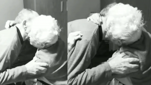 Abuelitos se reencuentran tras varias semanas sin verse y cumplir 66 años juntos