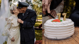 Abuelitos cumplen 77 años juntos y hacen la boda de sus sueños