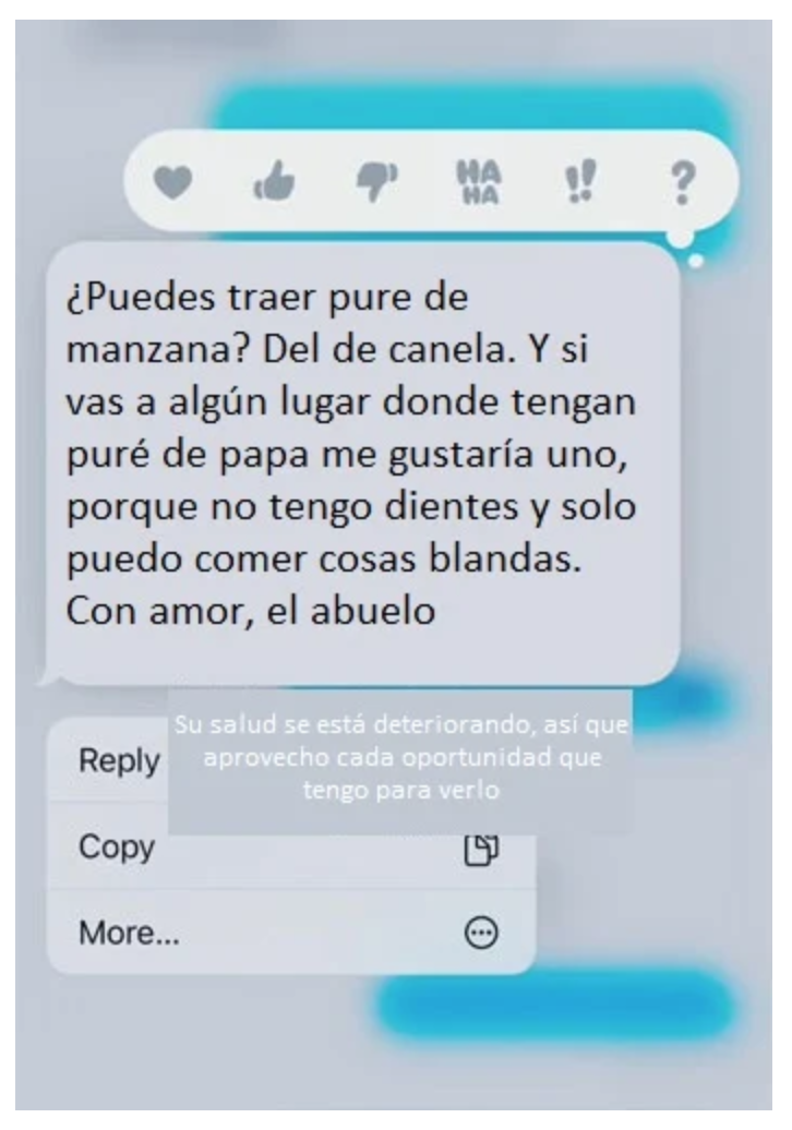 Su abuelito se siente solo y le pide que vaya a verlo para sentirse mejor