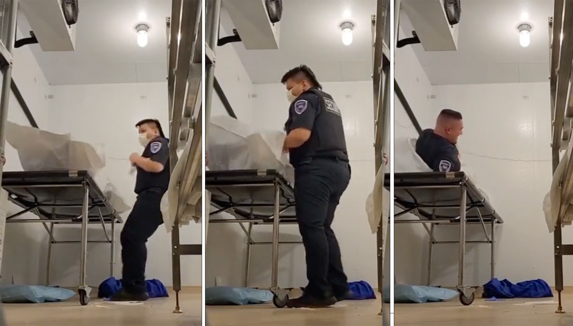 Vigilante de morgue se mete en una bolsa para cadáver y asustar a un compañero; la reacción se volvió viral