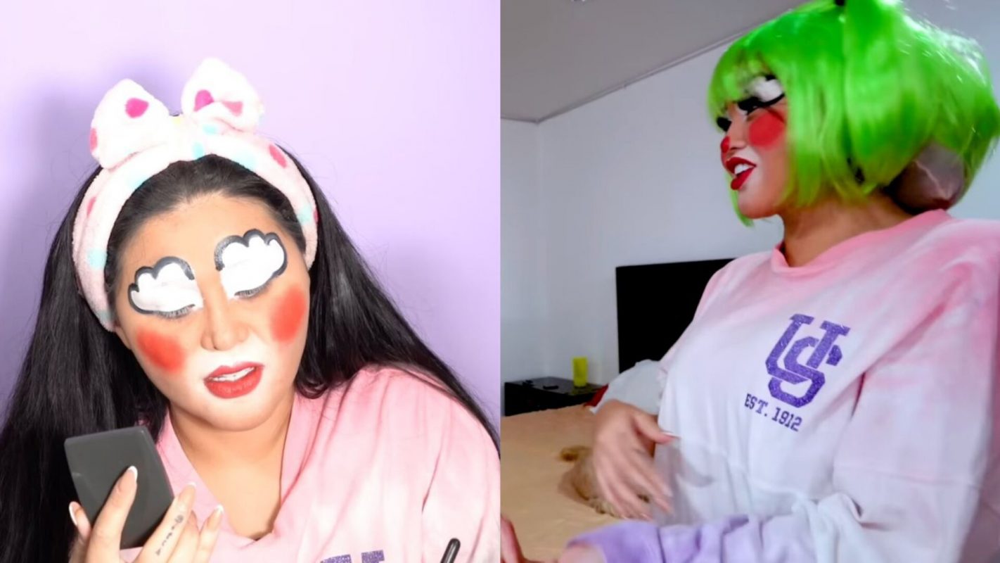 Gomita sorprendió a su familia vestida de payasita y se llenan de