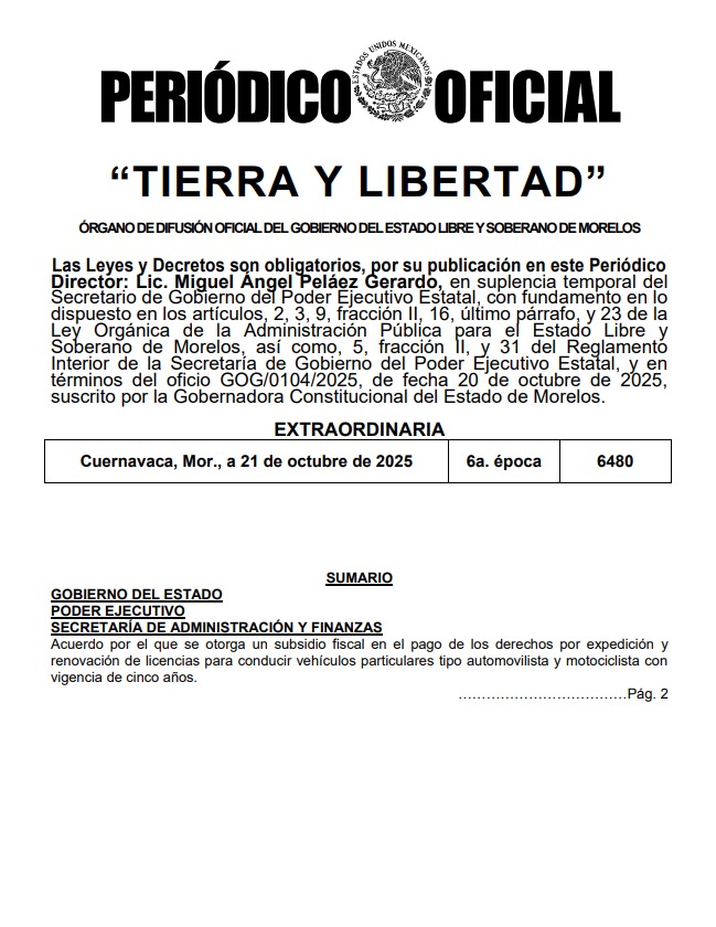 Licencia 50% descuento Morelos