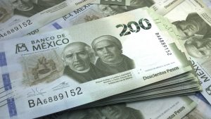 Mexican banknotes. Mexicanpeso bills. 200 MXN pesos. Business, finance background.