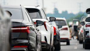 A lot of traffic on the freeway