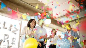 Celebrating birthday with confetti