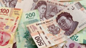 Mexican Peso bank notes background
