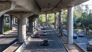 Periferico Highway and its elevated road second floor above with traffic below - Mexico City, Mexico