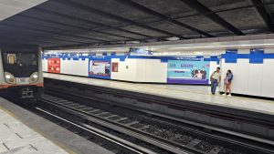 Platforms and tracks of the Revolucion Station of the Mexico City Metro public transport system