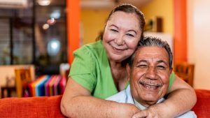 Portrait of senior couple at home