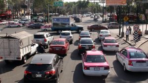 Mexico City Traffic Jam View During The Afternoon Rush Hour. Mexico