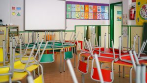 Wide view of a children's classroom at the school.