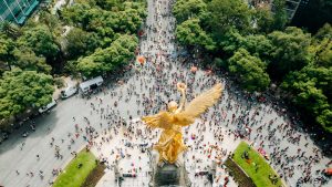 Crowd Marching in Mexico City. On the gay pride parade