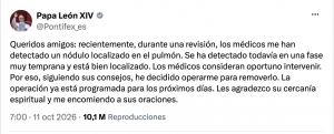 El papa León XIV será hospitalizado para ser operado